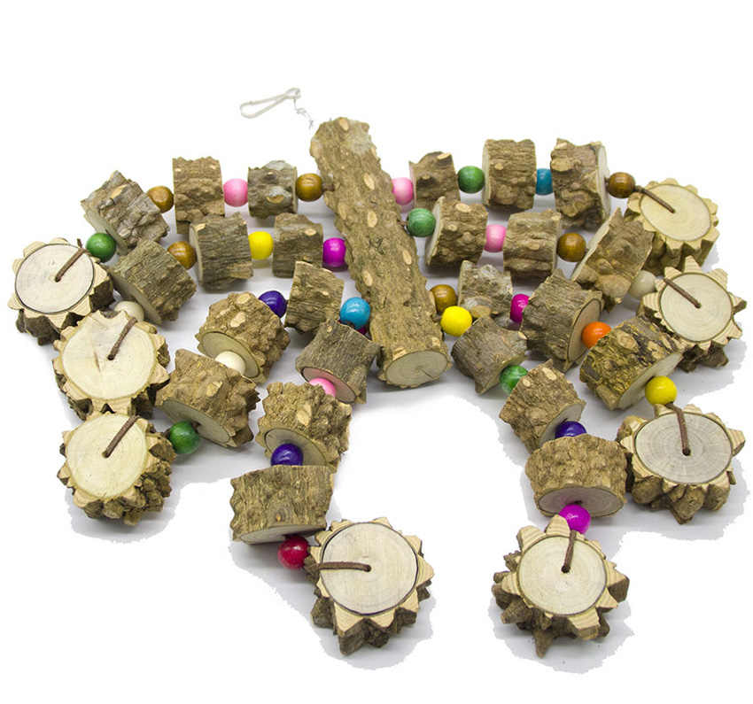 Large Bird Parrot Chewing Toys Natural Wooden Parakeet Wooden Blocks Bird Tearing Toys