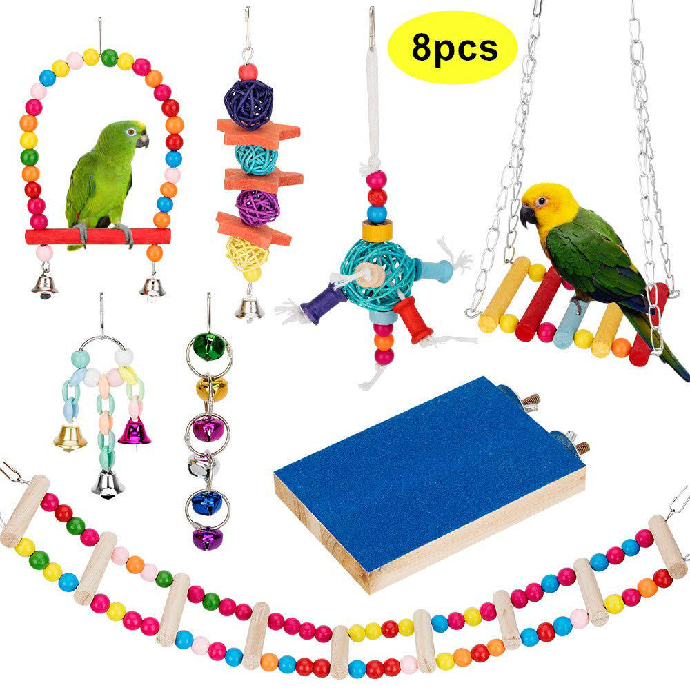 Parrot biting toy bird toy swing frosted springboard suspension